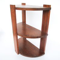 3 Tier Half Moon Arts and Crafts Wood Side Table Shelf