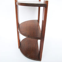 3 Tier Half Moon Arts and Crafts Wood Side Table Shelf