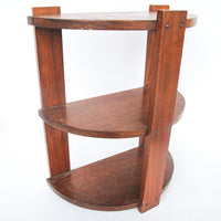 3 Tier Half Moon Arts and Crafts Wood Side Table Shelf