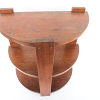 3 Tier Half Moon Arts and Crafts Wood Side Table Shelf