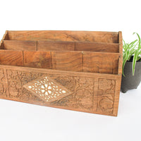 Teak Wood Desk Letter Organizer