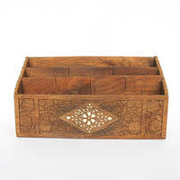Teak Wood Desk Letter Organizer