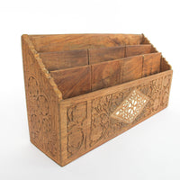 Teak Wood Desk Letter Organizer