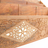 Teak Wood Desk Letter Organizer