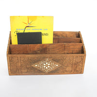 Teak Wood Desk Letter Organizer