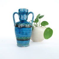 Rossini Italian Studio Pottery Ceramic Vase Volcano Glaze Blue Made in Italy