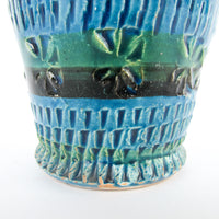 Rossini Italian Studio Pottery Ceramic Vase Volcano Glaze Blue Made in Italy