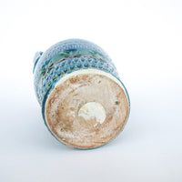 Rossini Italian Studio Pottery Ceramic Vase Volcano Glaze Blue Made in Italy