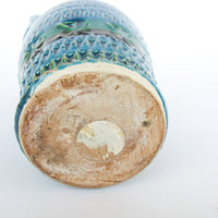 Rossini Italian Studio Pottery Ceramic Vase Volcano Glaze Blue Made in Italy