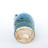Rossini Italian Studio Pottery Ceramic Vase Volcano Glaze Blue Made in Italy