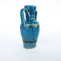 Rossini Italian Studio Pottery Ceramic Vase Volcano Glaze Blue Made in Italy