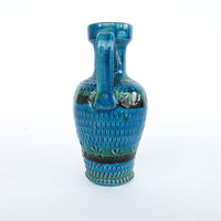 Rossini Italian Studio Pottery Ceramic Vase Volcano Glaze Blue Made in Italy