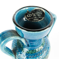 Rossini Italian Studio Pottery Ceramic Vase Volcano Glaze Blue Made in Italy