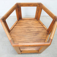 Midcentury Hexagon Table with Frosted Black Glass