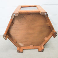 Midcentury Hexagon Table with Frosted Black Glass