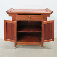 Midcentury Rolling Wood Bar Cabinet