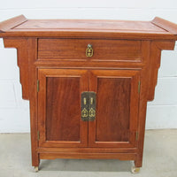 Midcentury Rolling Wood Bar Cabinet