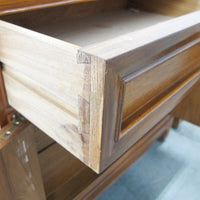 Solid Teak Art Deco Midcentury Bedside Tables Headboard Mirrored Vanity w/Stool (Each Sold Separately)