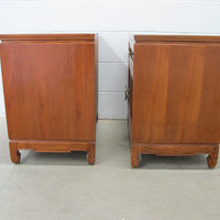 Solid Teak Art Deco Midcentury Bedside Tables Headboard Mirrored Vanity w/Stool (Each Sold Separately)