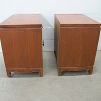 Solid Teak Art Deco Midcentury Bedside Tables Headboard Mirrored Vanity w/Stool (Each Sold Separately)