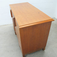Solid Teak Art Deco Midcentury Bedside Tables Headboard Mirrored Vanity w/Stool (Each Sold Separately)