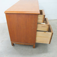 Solid Teak Art Deco Midcentury Bedside Tables Headboard Mirrored Vanity w/Stool (Each Sold Separately)
