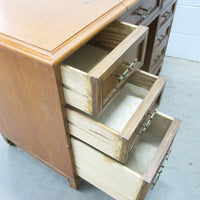 Solid Teak Art Deco Midcentury Bedside Tables Headboard Mirrored Vanity w/Stool (Each Sold Separately)