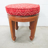 Solid Teak Art Deco Midcentury Bedside Tables Headboard Mirrored Vanity w/Stool (Each Sold Separately)