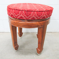 Solid Teak Art Deco Midcentury Bedside Tables Headboard Mirrored Vanity w/Stool (Each Sold Separately)