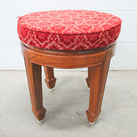 Solid Teak Art Deco Midcentury Bedside Tables Headboard Mirrored Vanity w/Stool (Each Sold Separately)