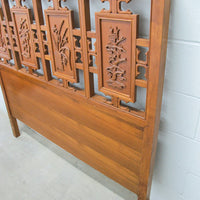 Solid Teak Art Deco Midcentury Bedside Tables Headboard Mirrored Vanity w/Stool (Each Sold Separately)