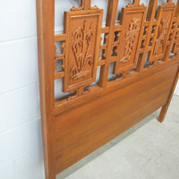 Solid Teak Art Deco Midcentury Bedside Tables Headboard Mirrored Vanity w/Stool (Each Sold Separately)