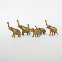 Vintage Solid Mini Brass Elephant Pack (Set of 6)