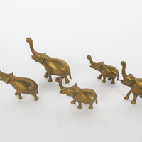 Vintage Solid Mini Brass Elephant Pack (Set of 6)