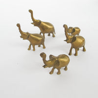 Vintage Solid Mini Brass Elephant Pack (Set of 6)