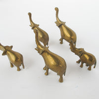 Vintage Solid Mini Brass Elephant Pack (Set of 6)