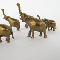 Vintage Solid Mini Brass Elephant Pack (Set of 6)