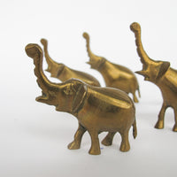 Vintage Solid Mini Brass Elephant Pack (Set of 6)