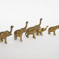 Vintage Solid Mini Brass Elephant Pack (Set of 6)