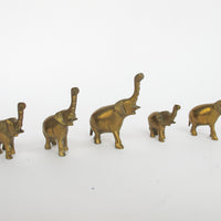 Vintage Solid Mini Brass Elephant Pack (Set of 6)