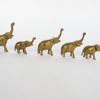 Vintage Solid Mini Brass Elephant Pack (Set of 6)