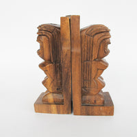 Tiki Monkeypod Wood Bookends Explorers Cove Hawaii