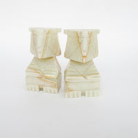 White Marble Onyx Tiki Bookends