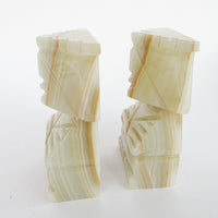 White Marble Onyx Tiki Bookends