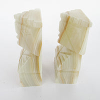 White Marble Onyx Tiki Bookends