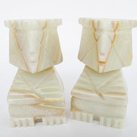 White Marble Onyx Tiki Bookends