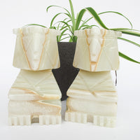 White Marble Onyx Tiki Bookends