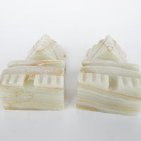 White Marble Onyx Tiki Bookends