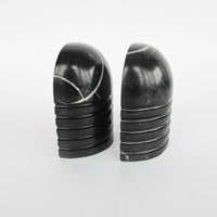 Black and white marble Soapstone Granite Jadeite bullet bookends vintage antique