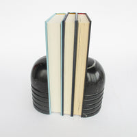 Curved Minimalist Black Marble Bullet Bookends